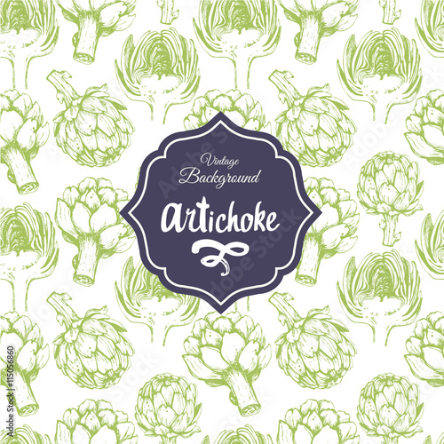 Seamless nature background with artichoke. Fresh organic food. 