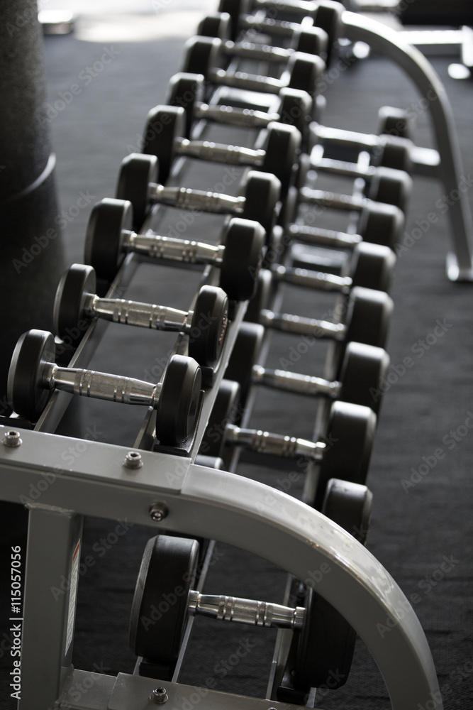 Obraz premium Dumbbells shallow depth of focus