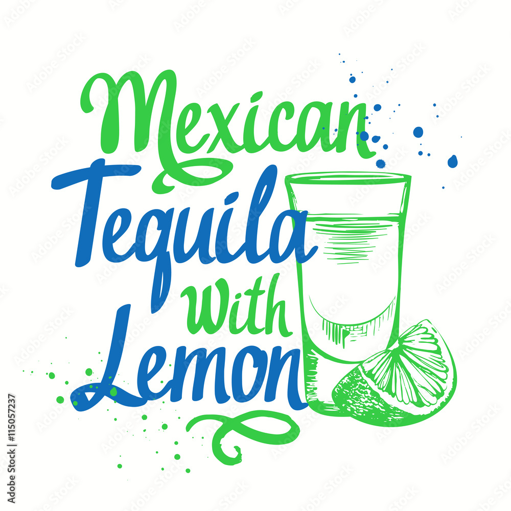 Naklejka premium Vector illustration with mexican tequila.