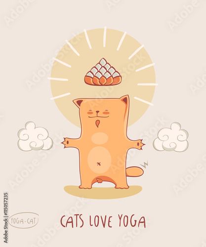 Cat Loves Yoga. Red -bodhisattva