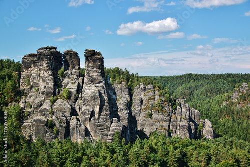 Landscape with colored trees in Saxon Switzerland near Bastei