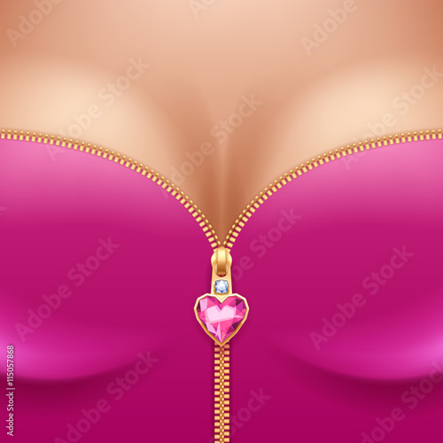 Woman breast boobs with decollete background.
