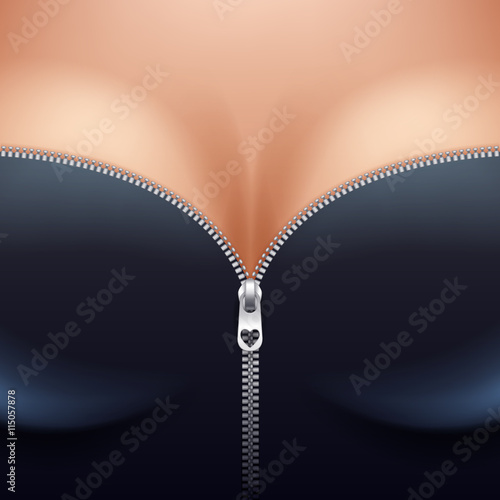 Woman breast boobs with decollete background.