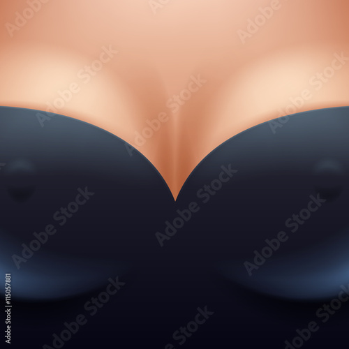 Woman breast boobs with decollete background.