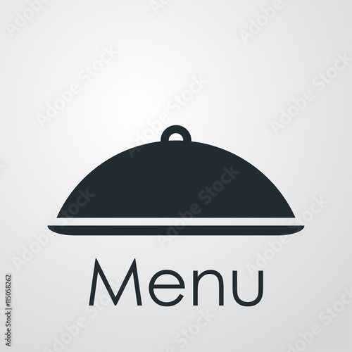 Icono plano Menu y bandeja con tapa sobre fondo degradado gris #1