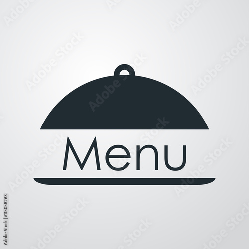 Icono plano Menu y bandeja con tapa sobre fondo degradado gris #2