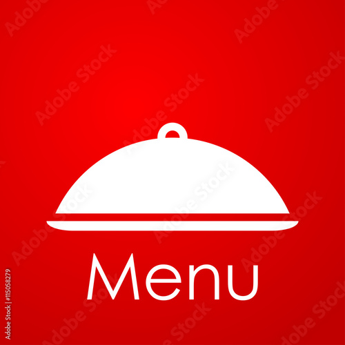 Icono plano Menu y bandeja con tapa sobre fondo degradado rojo #1