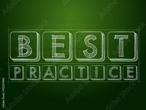 best practice over green blackboard, vector