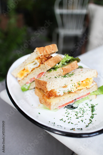 Sandwich on white dish