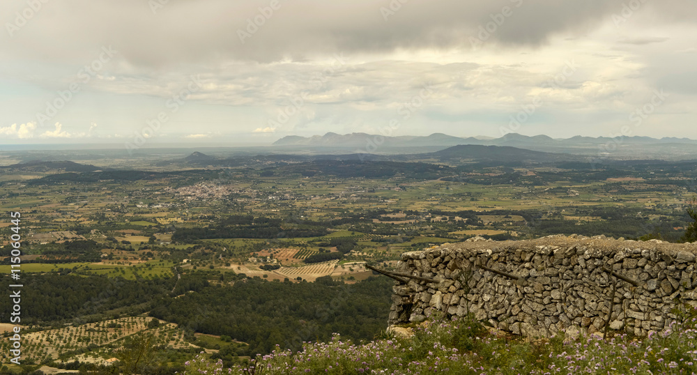 Fototapeta premium Clouds over the Albenya valley with Tramuntana mountains near Ra