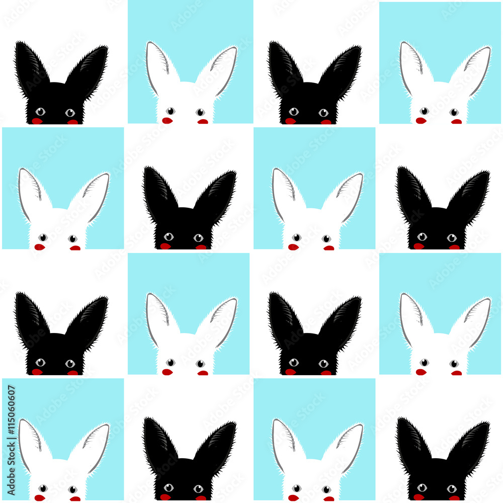 Black White Blue Rabbit Chess board Background Vector Illustration Black White Blue Rabbit Chess board Background Vector Illustration