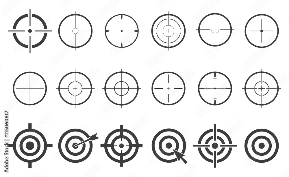 Target set icons sight sniper symbol isolated on a white background, crosshair and aim vector illustration stylish for web design EPS10