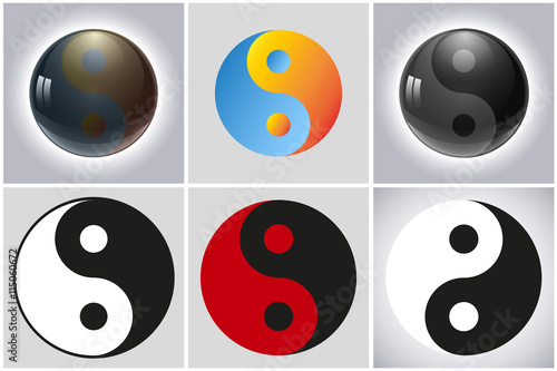 Yin Yang set different multicolored icon, isolated on a white background, stylish vector illustration for web design EPS10