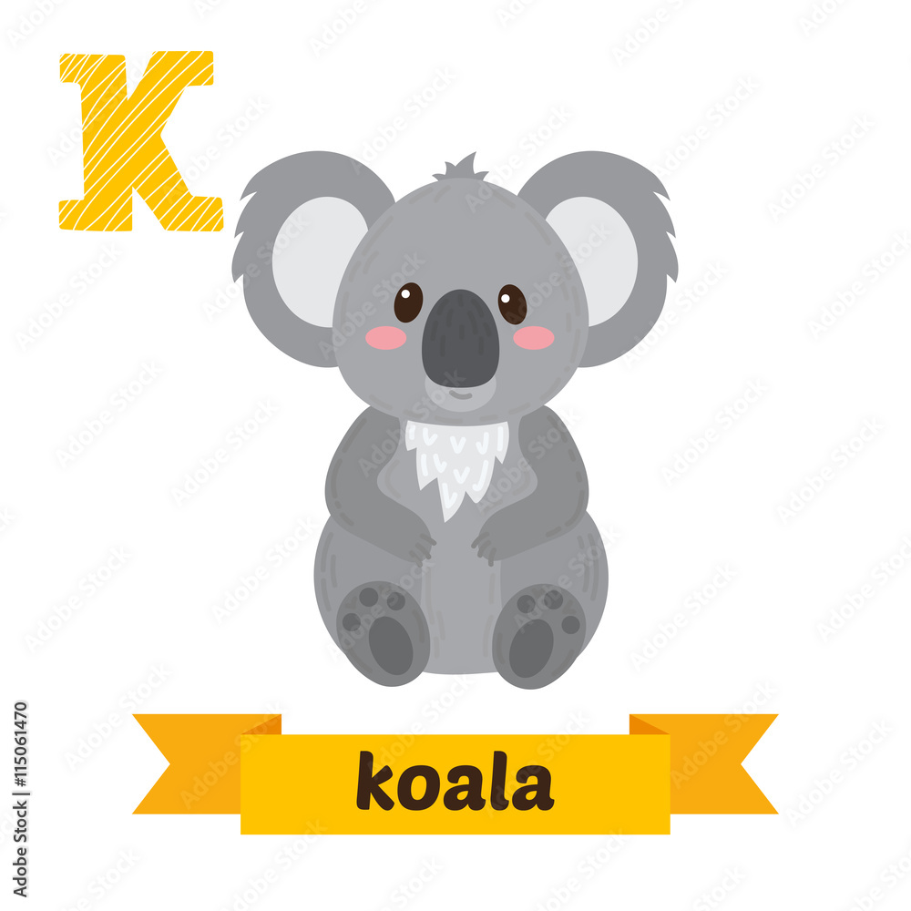 Obraz premium Koala. K letter. Cute children animal alphabet in vector. Funny