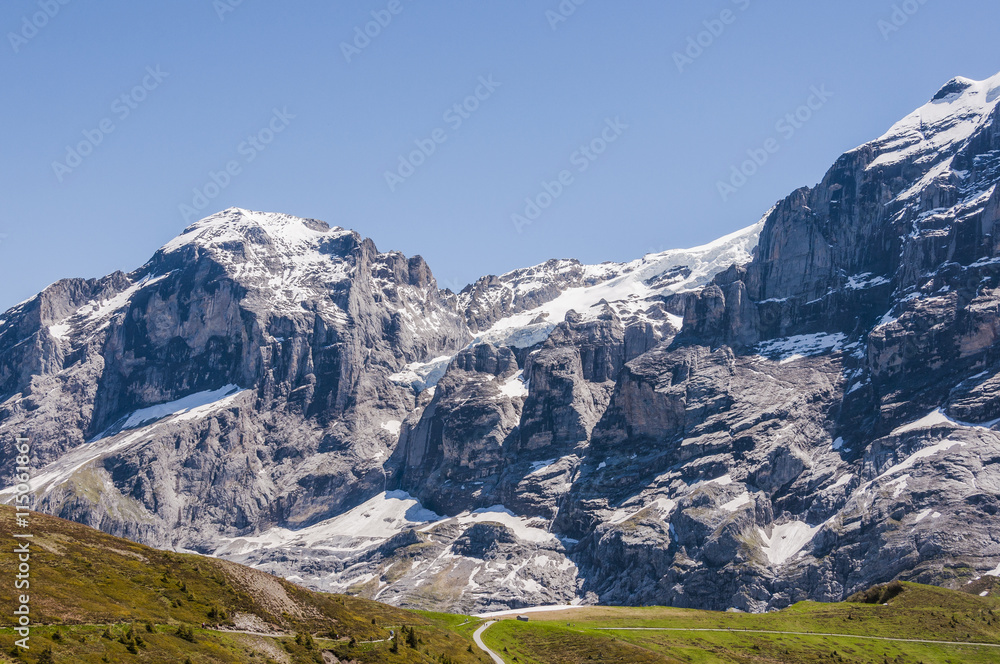 Grindelwald, Alpen, Berner Oberland, Engelhörner, Wetterhorn, Grosse Scheidegg, Schweizer Berge, Wanderweg, Wanderferien, Sommer, Schweiz