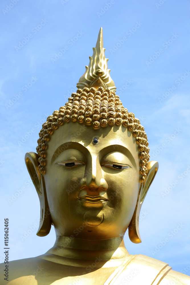 Buddha image with sky background,Buddha face