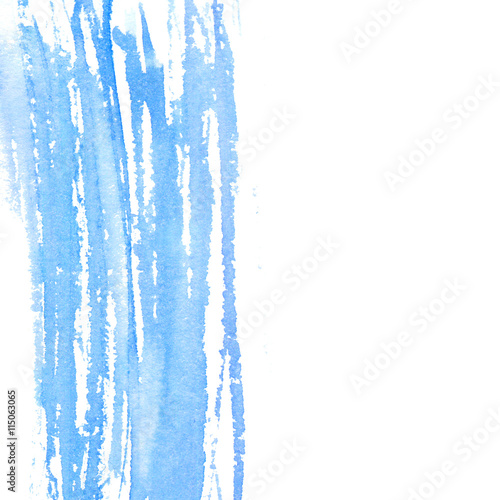 Abstract watercolor texture, pastel blue color. Painted brush strokes with copyspace at right. Background for wedding invitations, cards, announcements.