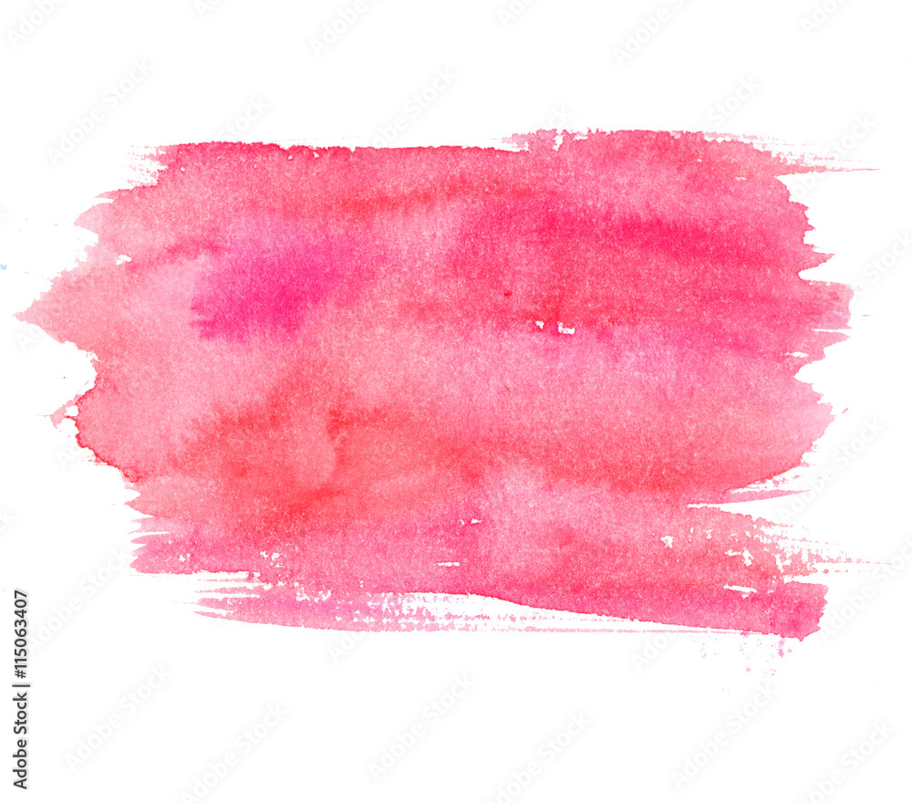 Fototapeta Różowa akwareli plama odizolowywająca na białym tle. Artystyczna farba