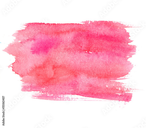 Fototapeta Różowa akwareli plama odizolowywająca na białym tle. Artystyczna farba