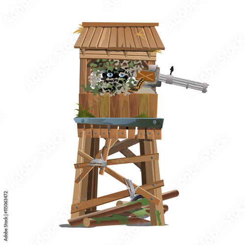 Observation tower with machine gunner