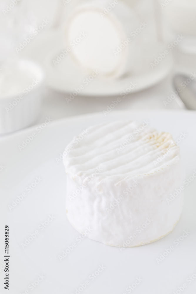 a piece of cheese on a white plate. Photo dairy product in a light key. still life in white. a piece of cheese on a white plate. Photo dairy product in a light key. still life in white.