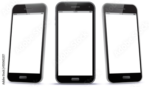 Black Smart Phone Vector Illustration isolated on white.
