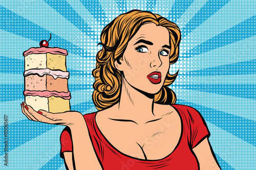 Pop art girl diet cake