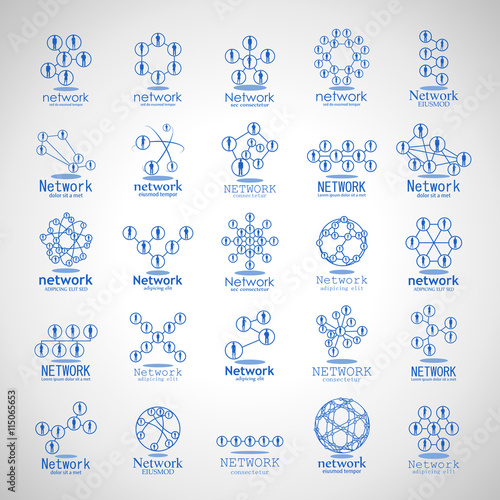 People Network Icons Set - Isolated On Gray Background - Vector Illustration, Graphic Design. For Web, Websites