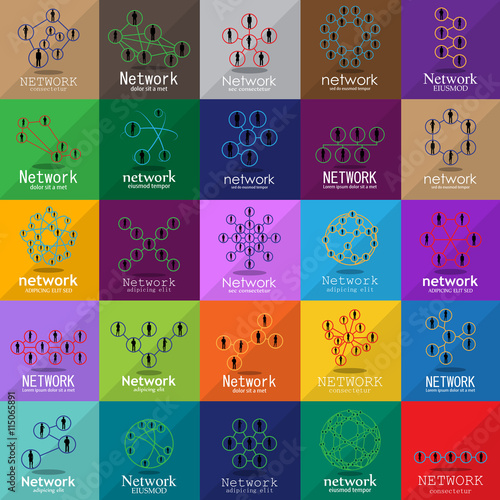 People Network Icons Set - Isolated On Mosaic Background - Vector Illustration, Graphic Design. For Web, Websites