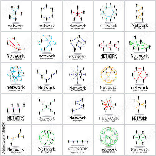 People Network Icons Set - Isolated On Gray Background - Vector Illustration, Graphic Design. For Web, Website, Print Materials