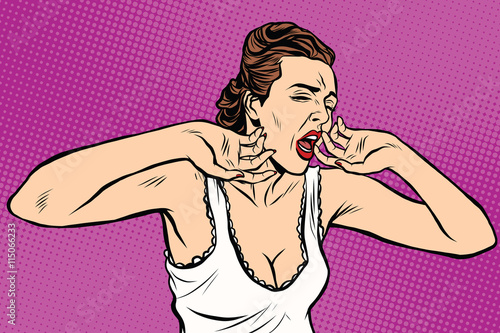 retro woman yawning in the morning