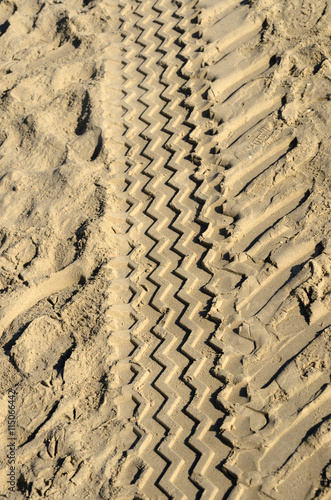 Tire tracks in the sand