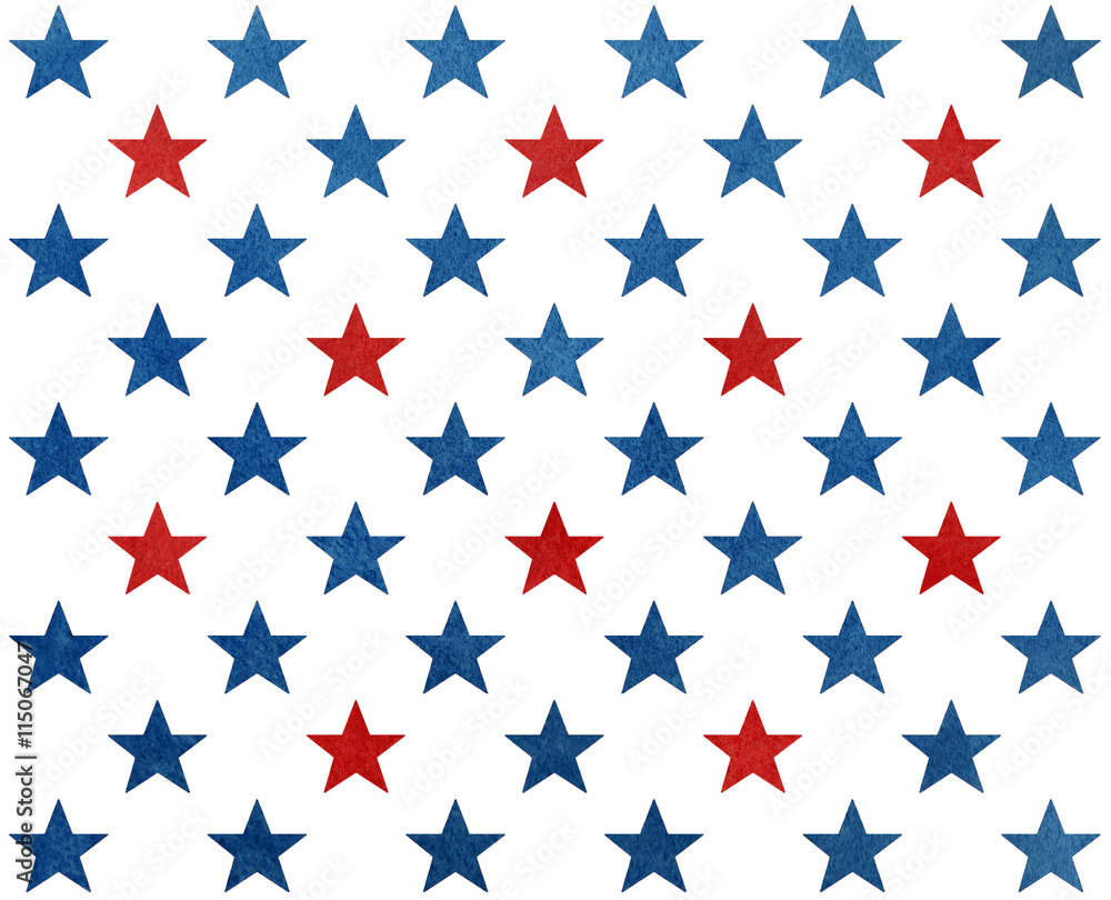 Pattern with dark blue and red watercolor stars. Pattern with dark blue and red watercolor stars.