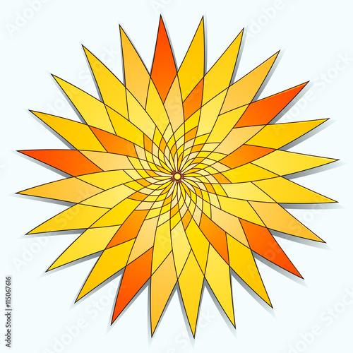 A stylized image of the sun