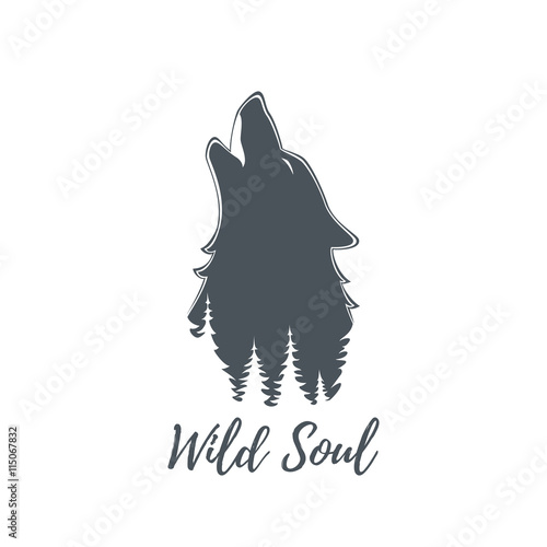 Wolf howling. Logo template.