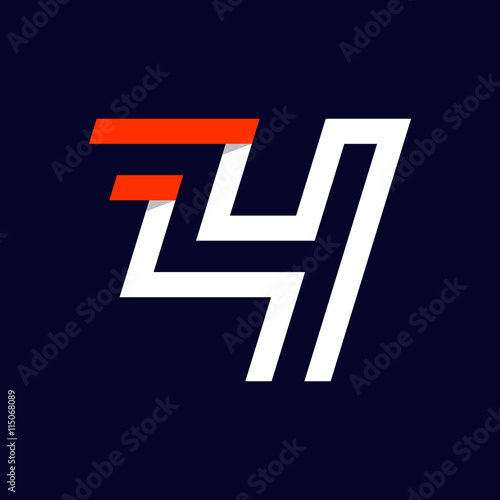 Fast speed sport number four logo on black.