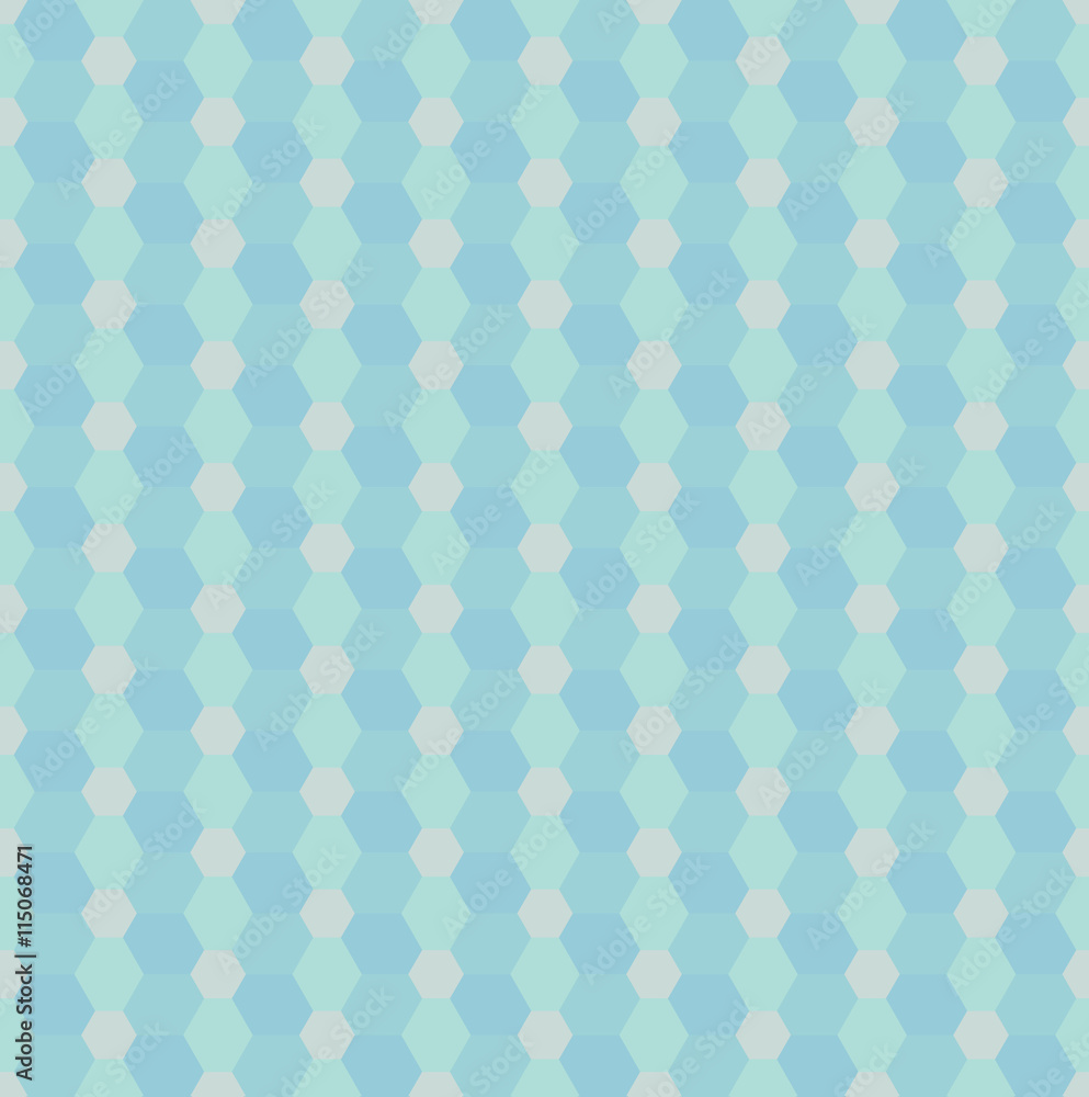 Seamless vector pattern with blue rhombs and hexagons. Can be used as background for business cards, banners or prints.