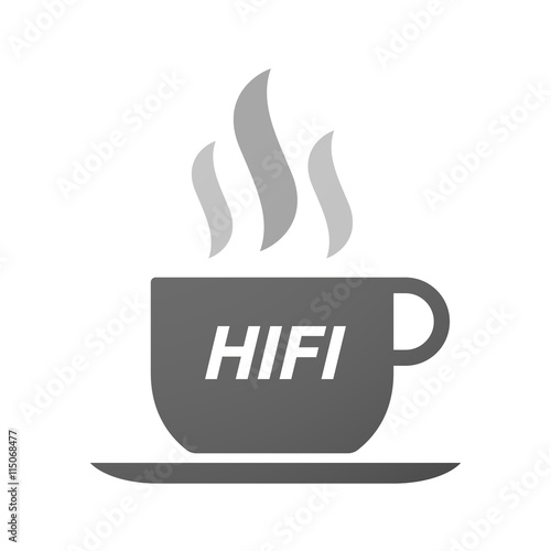 Coffee mug icon with    the text HIFI