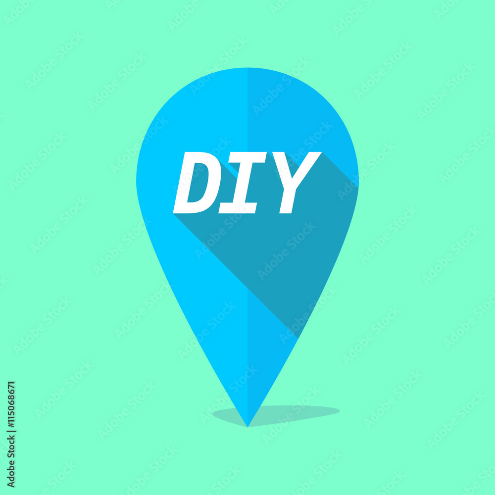 Long shadow map mark icon with the text DIY Long shadow map mark icon with the text DIY