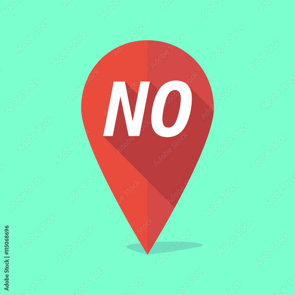 Long shadow map mark icon with the text NO Long shadow map mark icon with the text NO