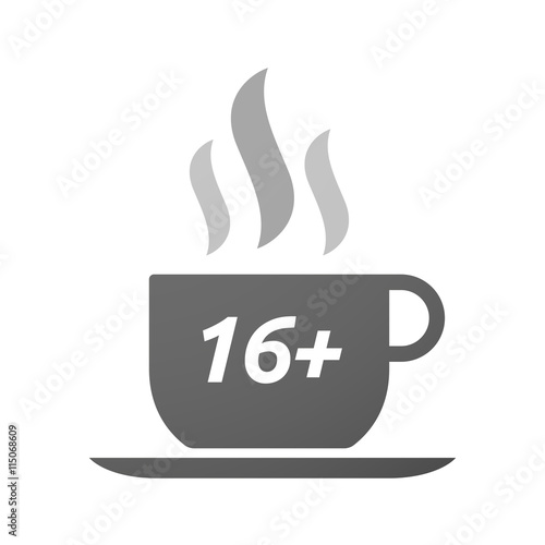 Coffee mug icon with    the text 16 