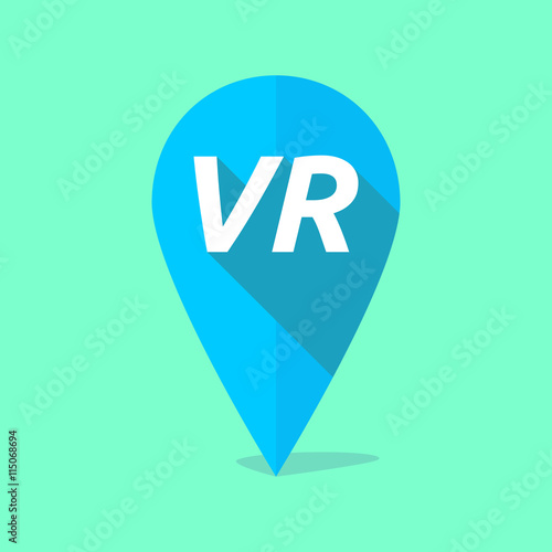 Free Download Long shadow map mark icon with    the virtual reality acronym VR - GFXLoad