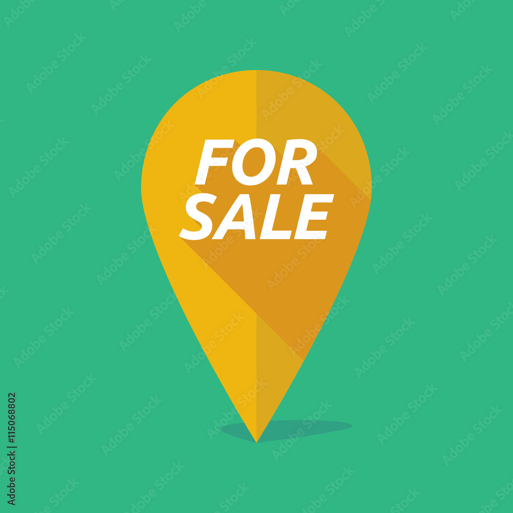 Long shadow map mark icon with the text FOR SALE Long shadow map mark icon with the text FOR SALE