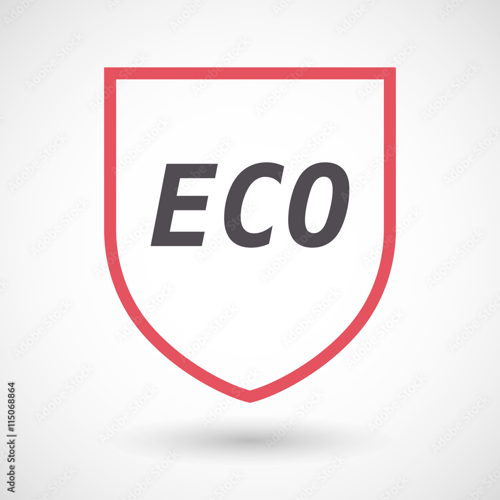 Isolated line art shield icon with    the text ECO