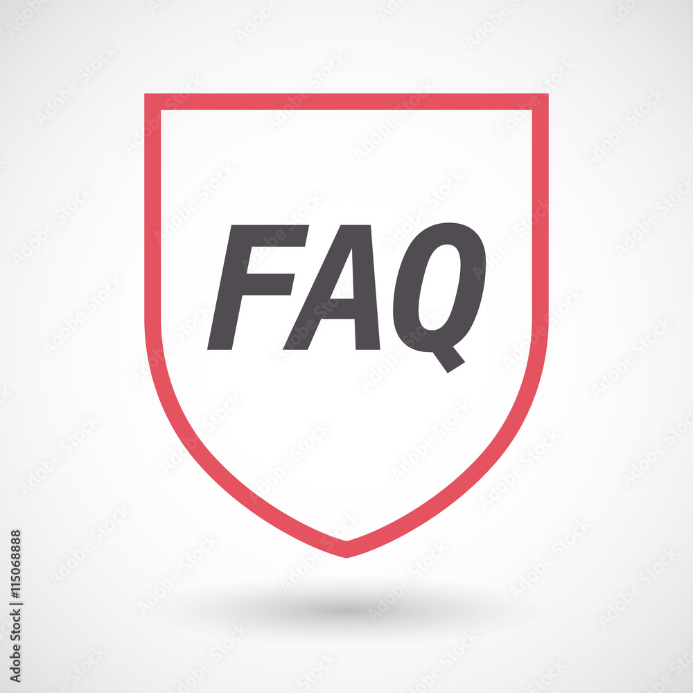 Isolated line art shield icon with    the text FAQ