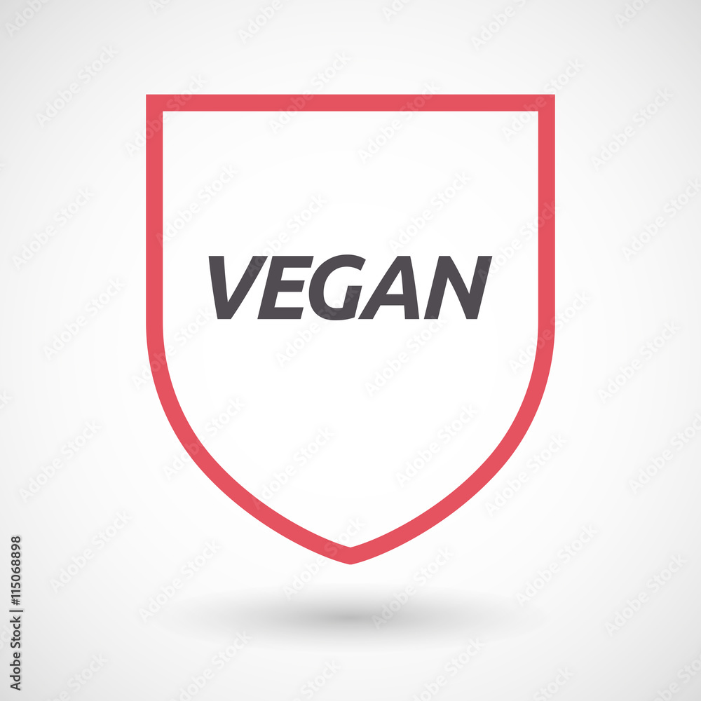 Isolated line art shield icon with the text VEGAN Isolated line art shield icon with the text VEGAN