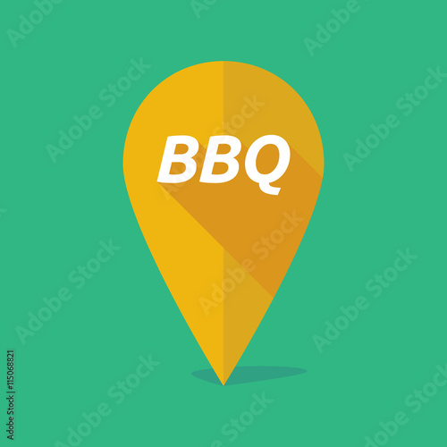 Long shadow map mark icon with the text BBQ