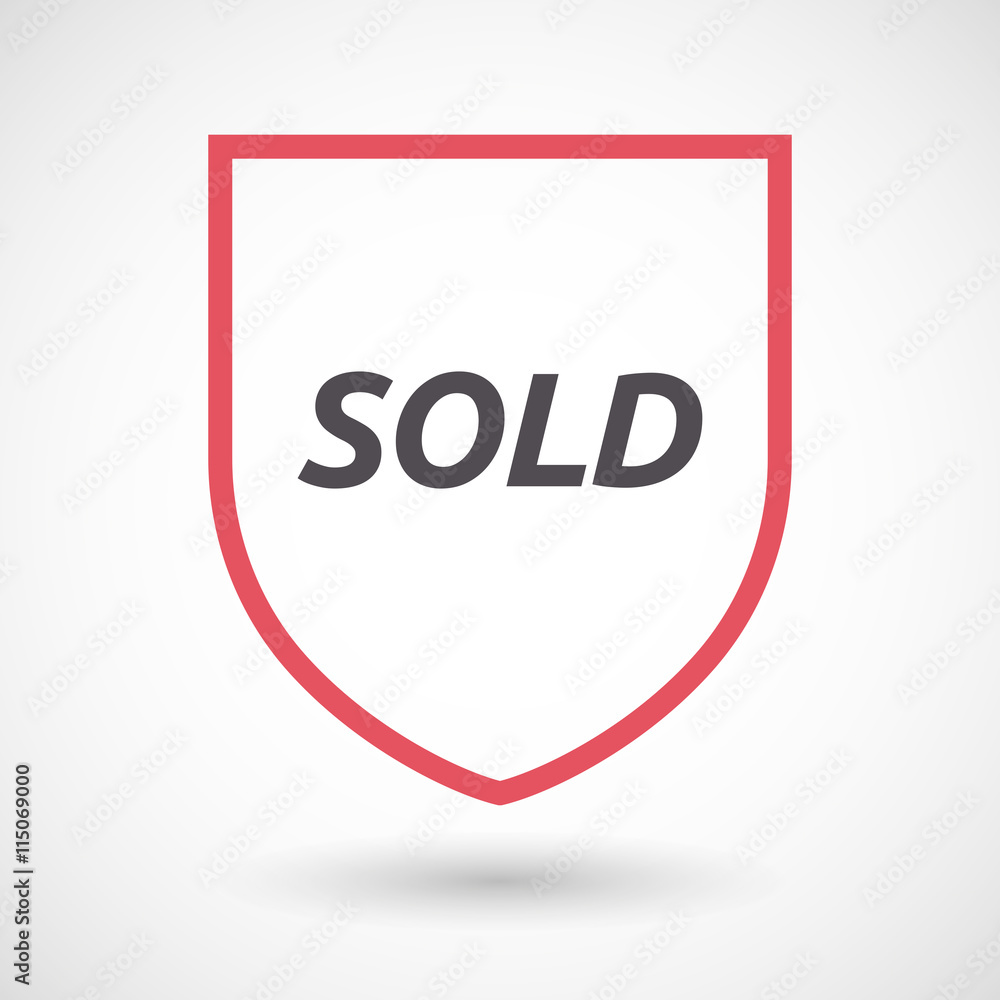 Isolated line art shield icon with the text SOLD Isolated line art shield icon with the text SOLD