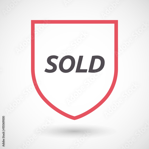 Isolated line art shield icon with the text SOLD