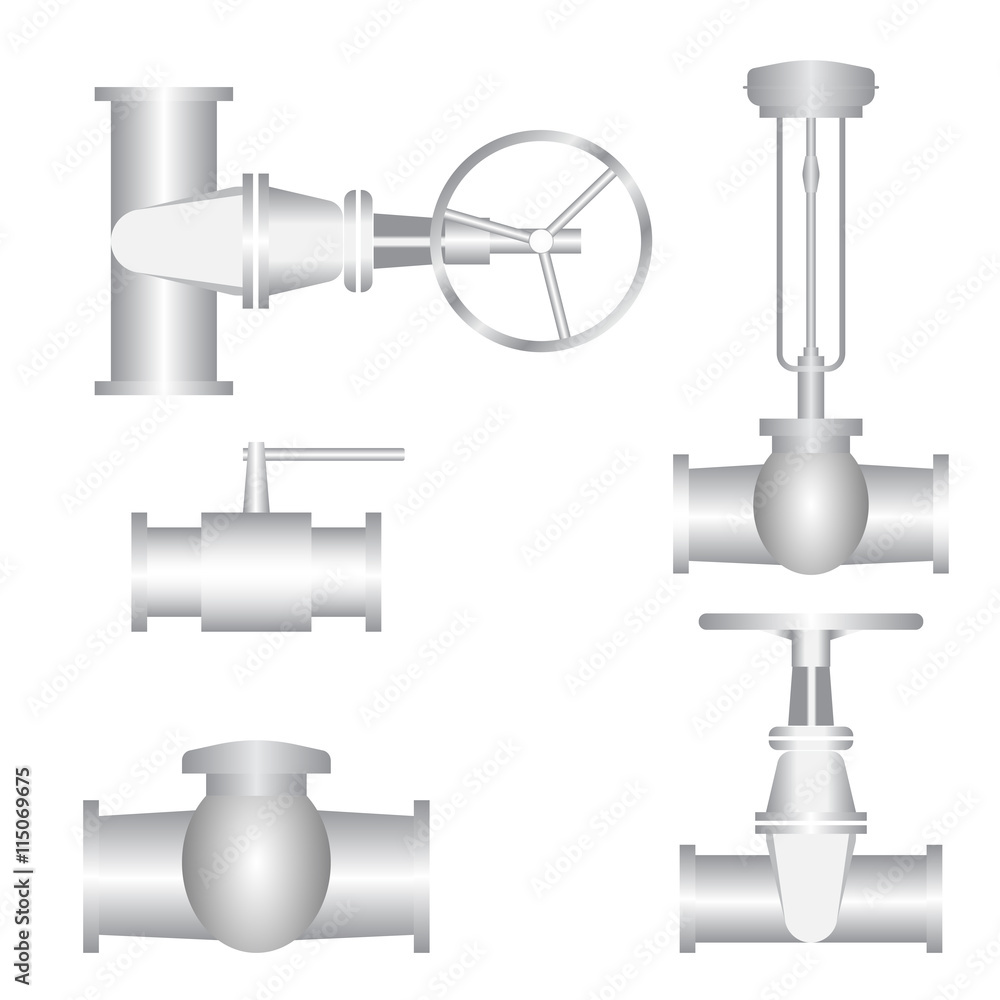 Valve and pipe connection, Pipeline equipment vector illustration. Valve and pipe connection, Pipeline equipment vector illustration.